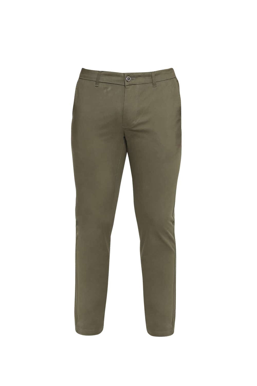 BASICS TAPERED FIT LEAF OLIVE STRETCH TROUSER