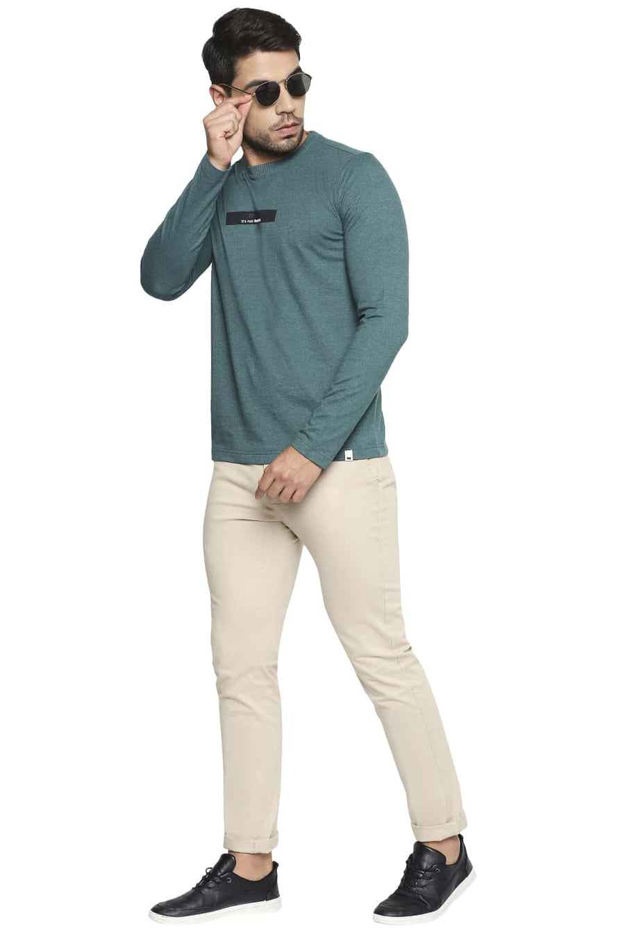 BASICS TAPERED FIT CEMENT STRETCH TROUSER