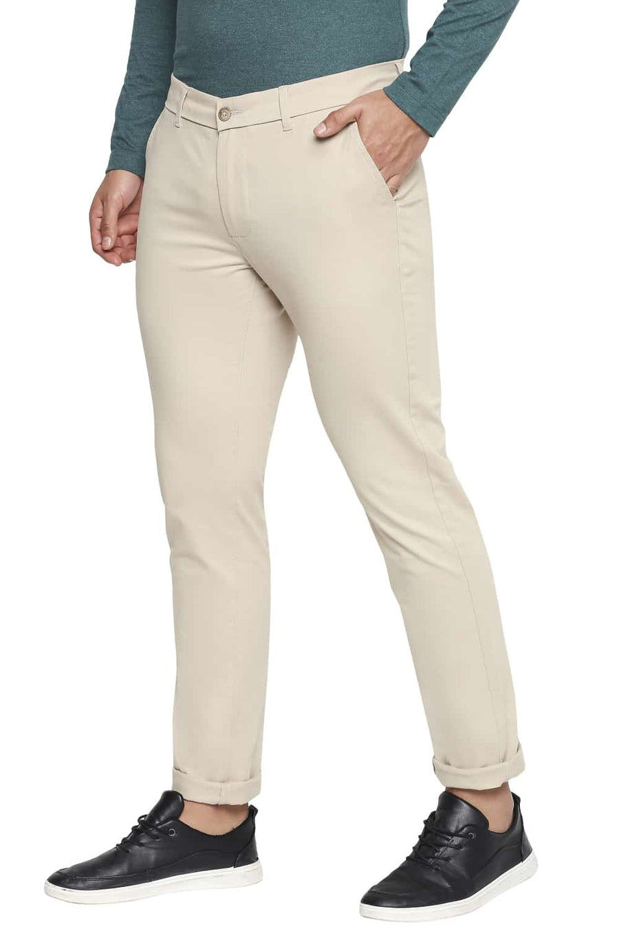 BASICS TAPERED FIT CEMENT STRETCH TROUSER