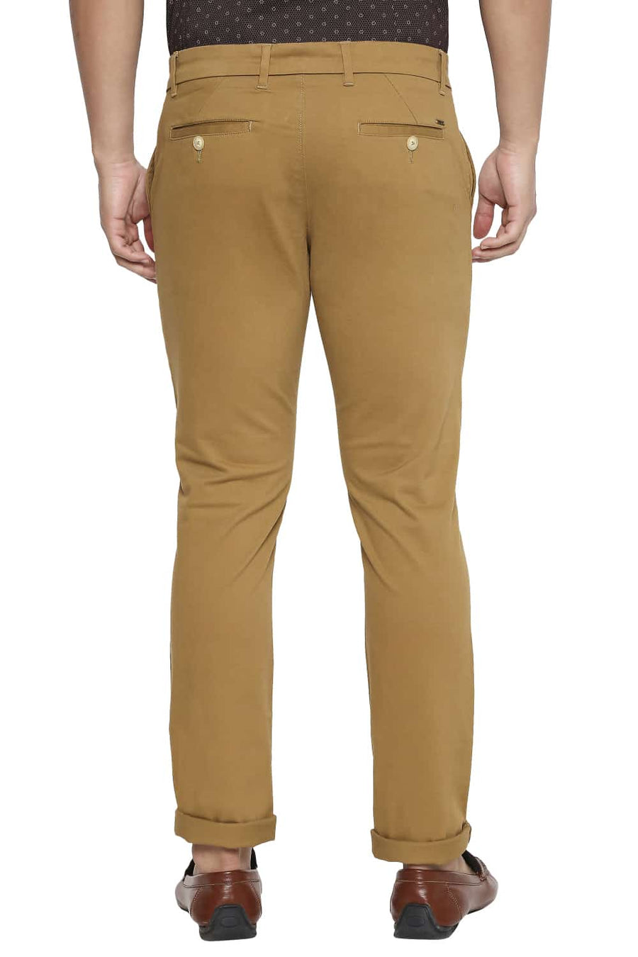 BASICS TAPERED FIT DIJON KHAKI STRETCH TROUSER