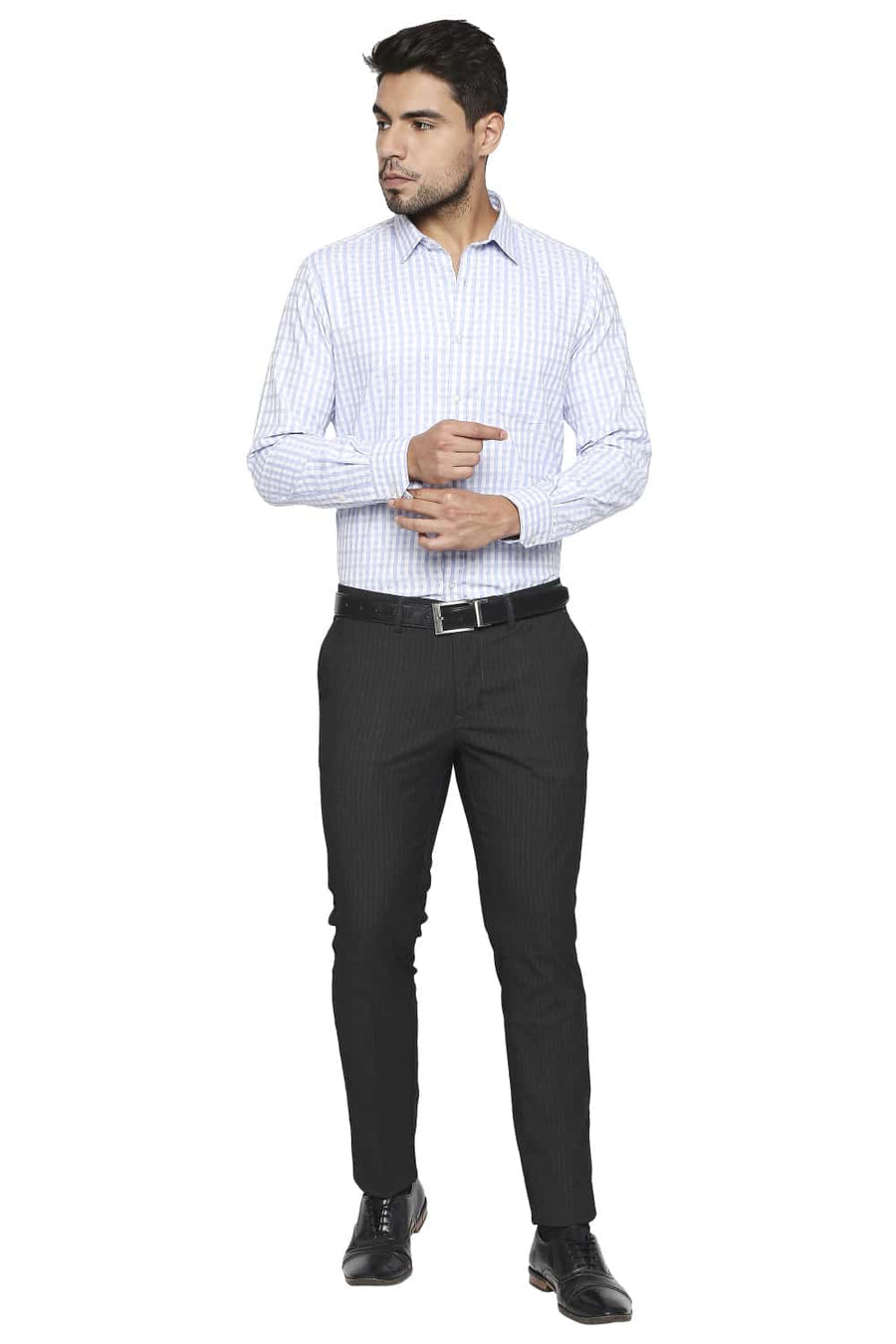 BASICS TAPERED FIT SHADOW BLACK STRETCH TROUSER