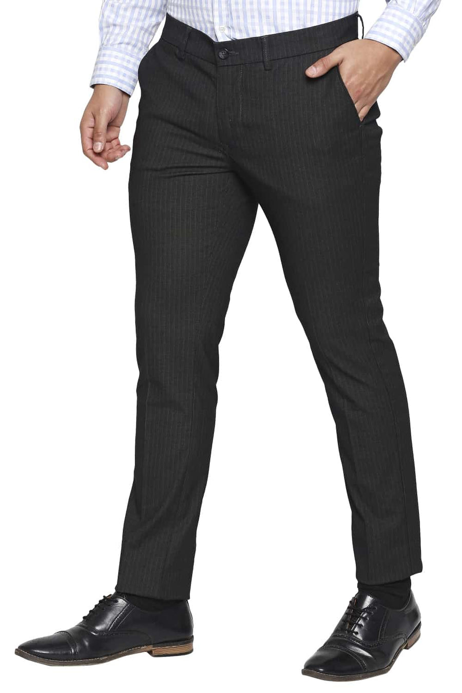 BASICS TAPERED FIT SHADOW BLACK STRETCH TROUSER