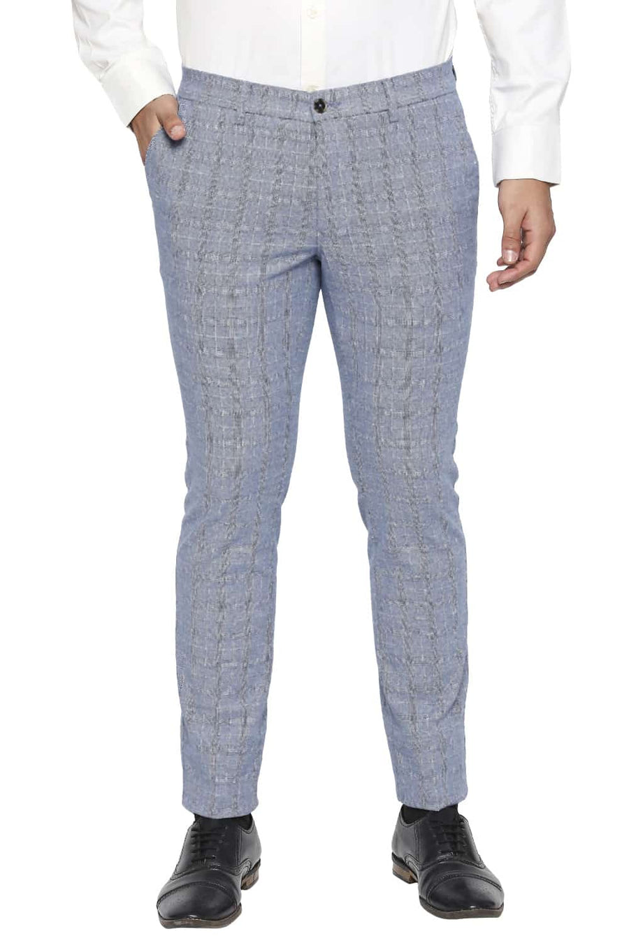 BASICS TAPERED FIT MARLIN BLUE STRETCH TROUSER