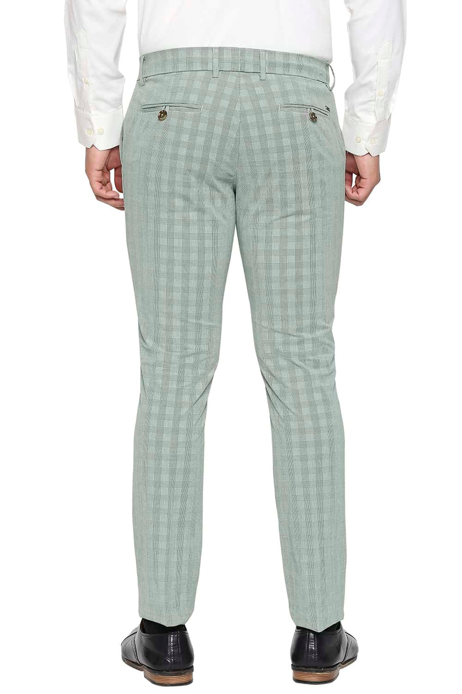 BASICS TAPERED FIT LILY GREEN STRETCH TROUSER