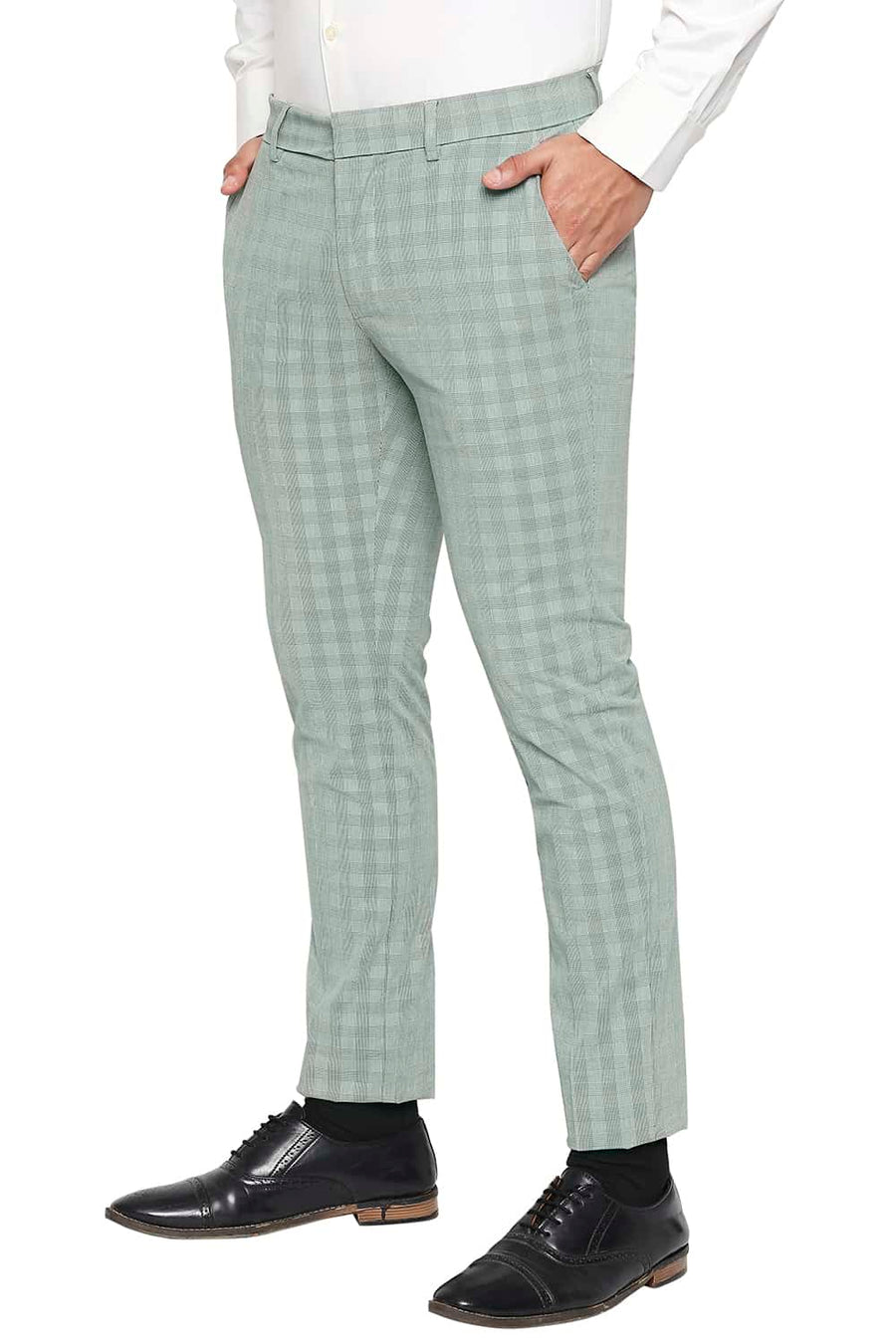 BASICS TAPERED FIT LILY GREEN STRETCH TROUSER
