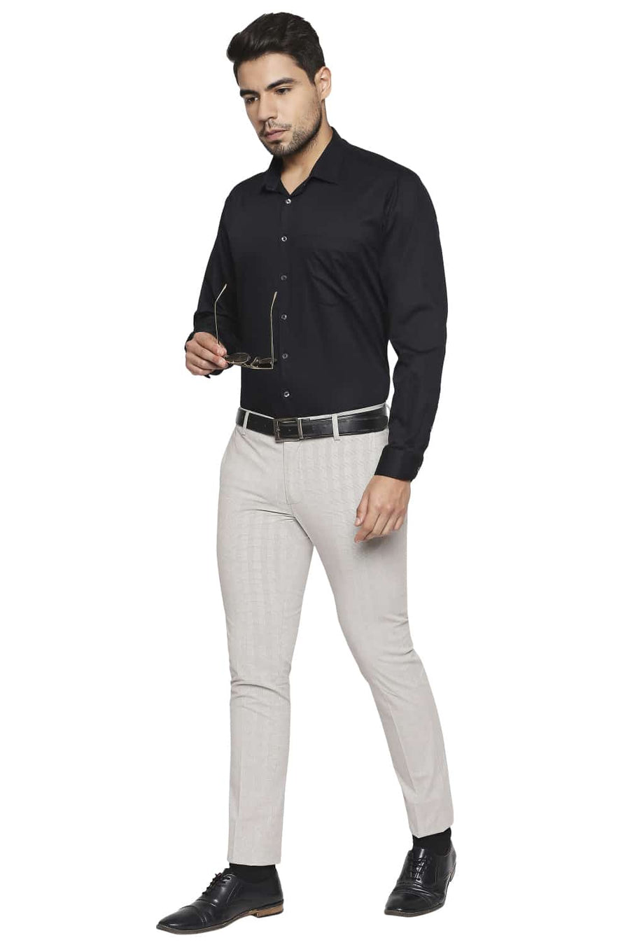 BASICS TAPERED FIT PORPOISE BEIGE STRETCH TROUSER