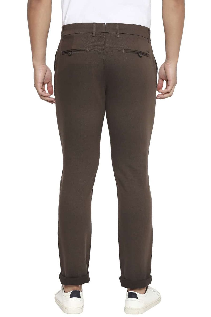 BASICS TAPERED FIT CUB BROWN STRETCH TROUSER