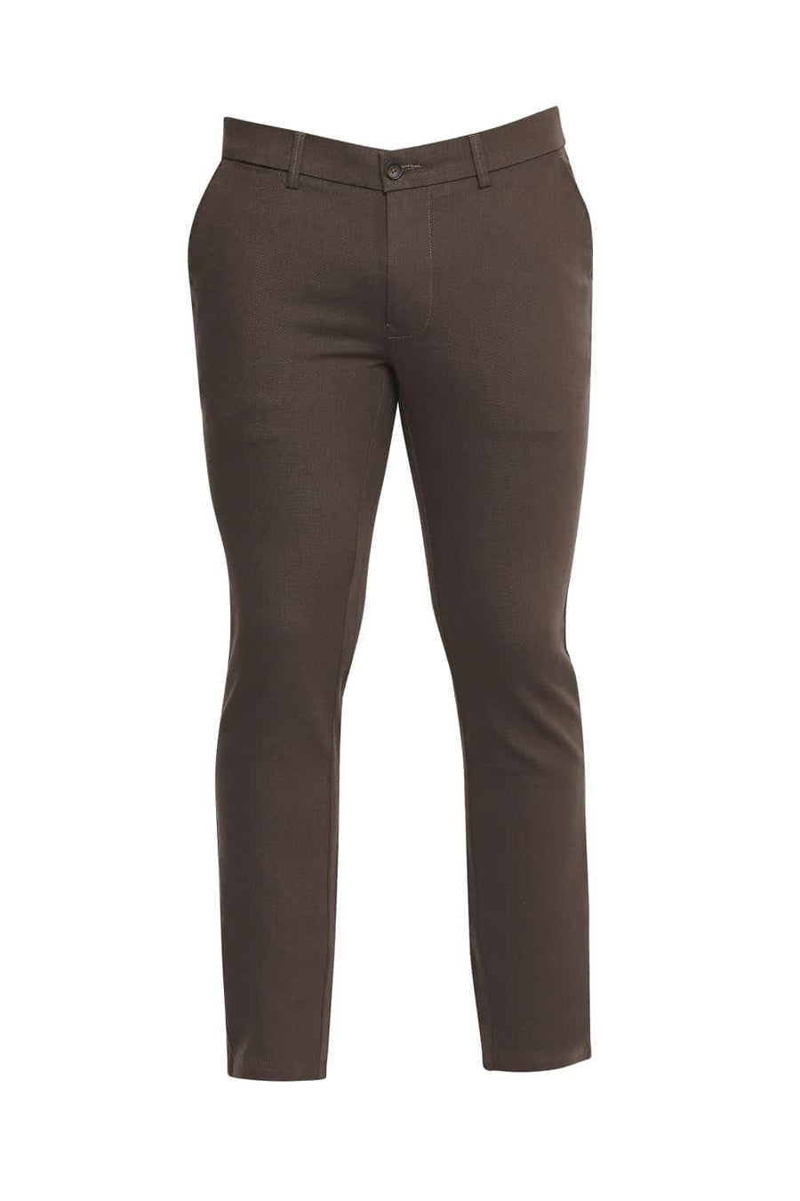BASICS TAPERED FIT CUB BROWN STRETCH TROUSER