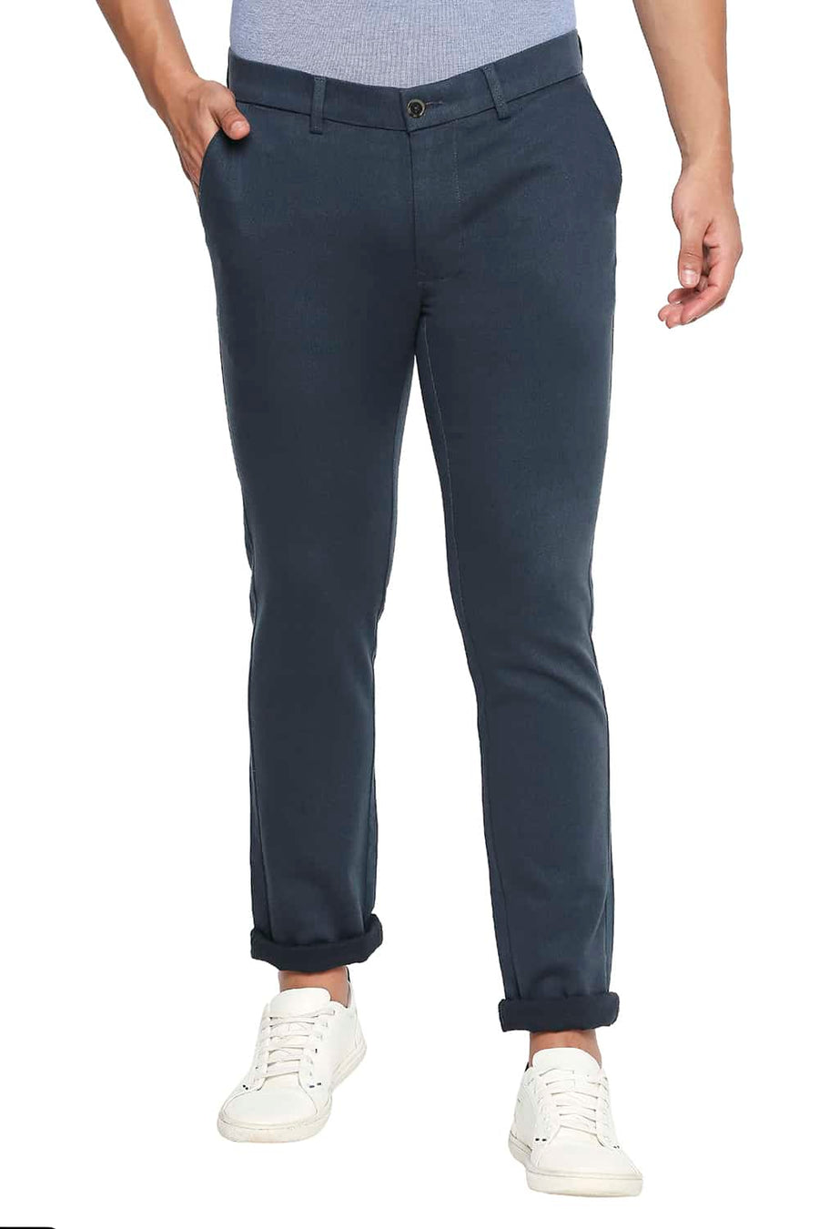 BASICS TAPERED FIT ORION BLUE STRETCH TROUSER