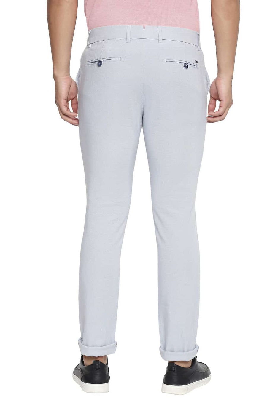 BASICS TAPERED FIT DUSTY BLUE STRETCH TROUSER
