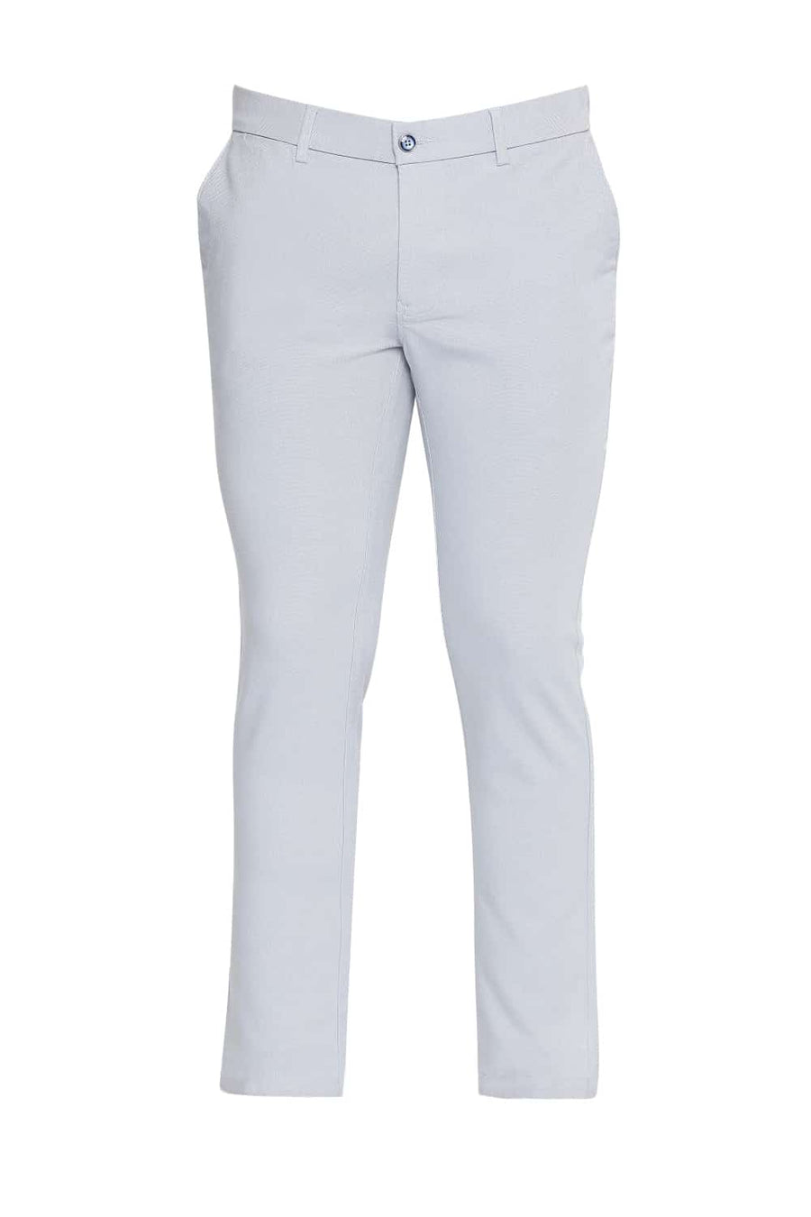 BASICS TAPERED FIT DUSTY BLUE STRETCH TROUSER