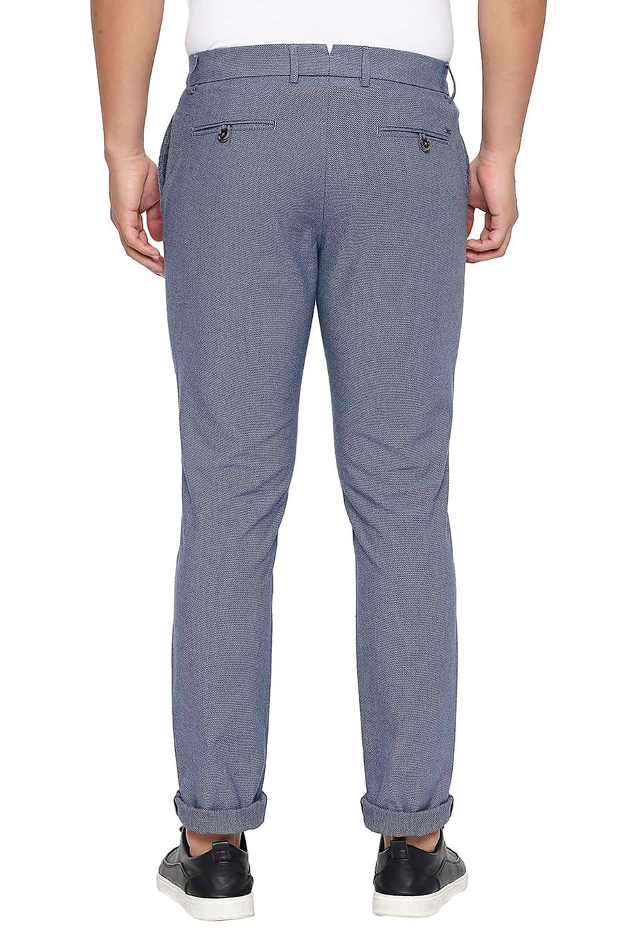 BASICS TAPERED FIT REAL TEAL NAVY STRETCH TROUSER