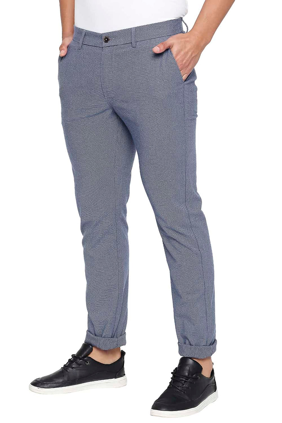 BASICS TAPERED FIT REAL TEAL NAVY STRETCH TROUSER