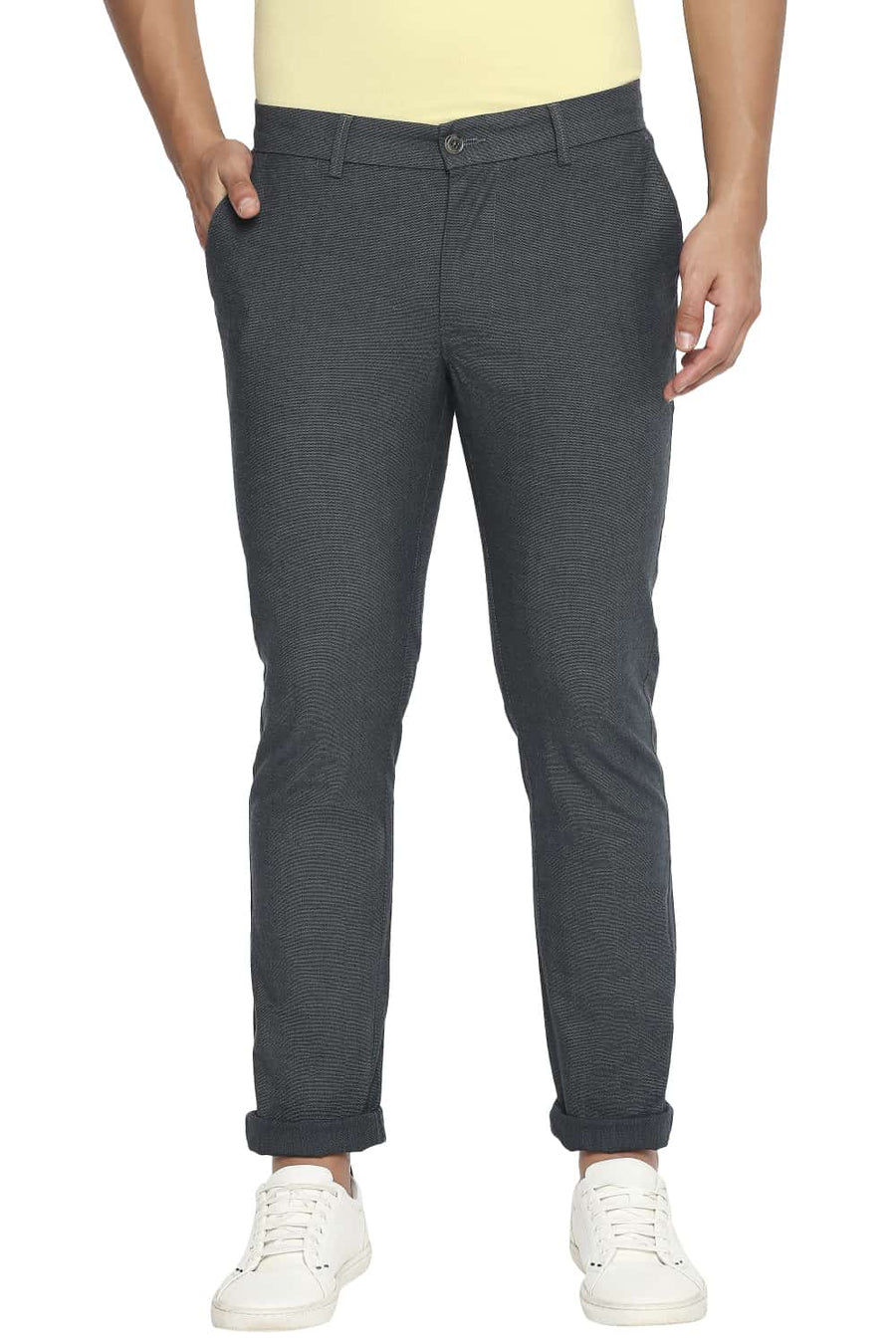 BASICS TAPERED FIT JUNE BUG GREEN STRETCH TROUSER