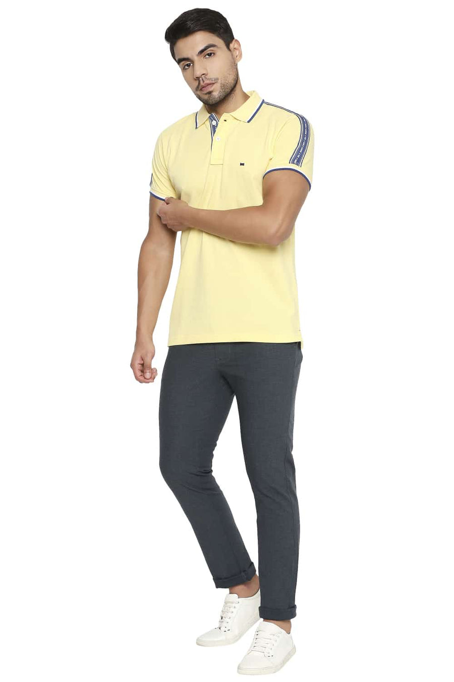 BASICS TAPERED FIT JUNE BUG GREEN STRETCH TROUSER
