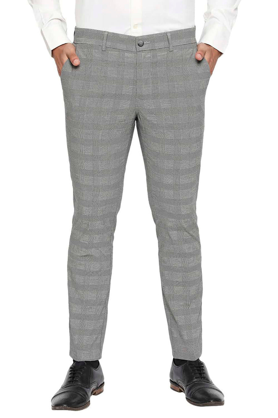 BASICS TAPERED FIT TURBULENCE GREY STRETCH TROUSER