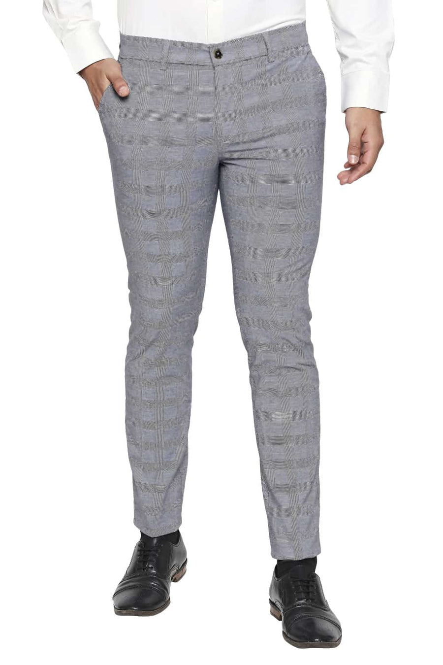 BASICS TAPERED FIT ALLOY NAVY STRETCH TROUSER