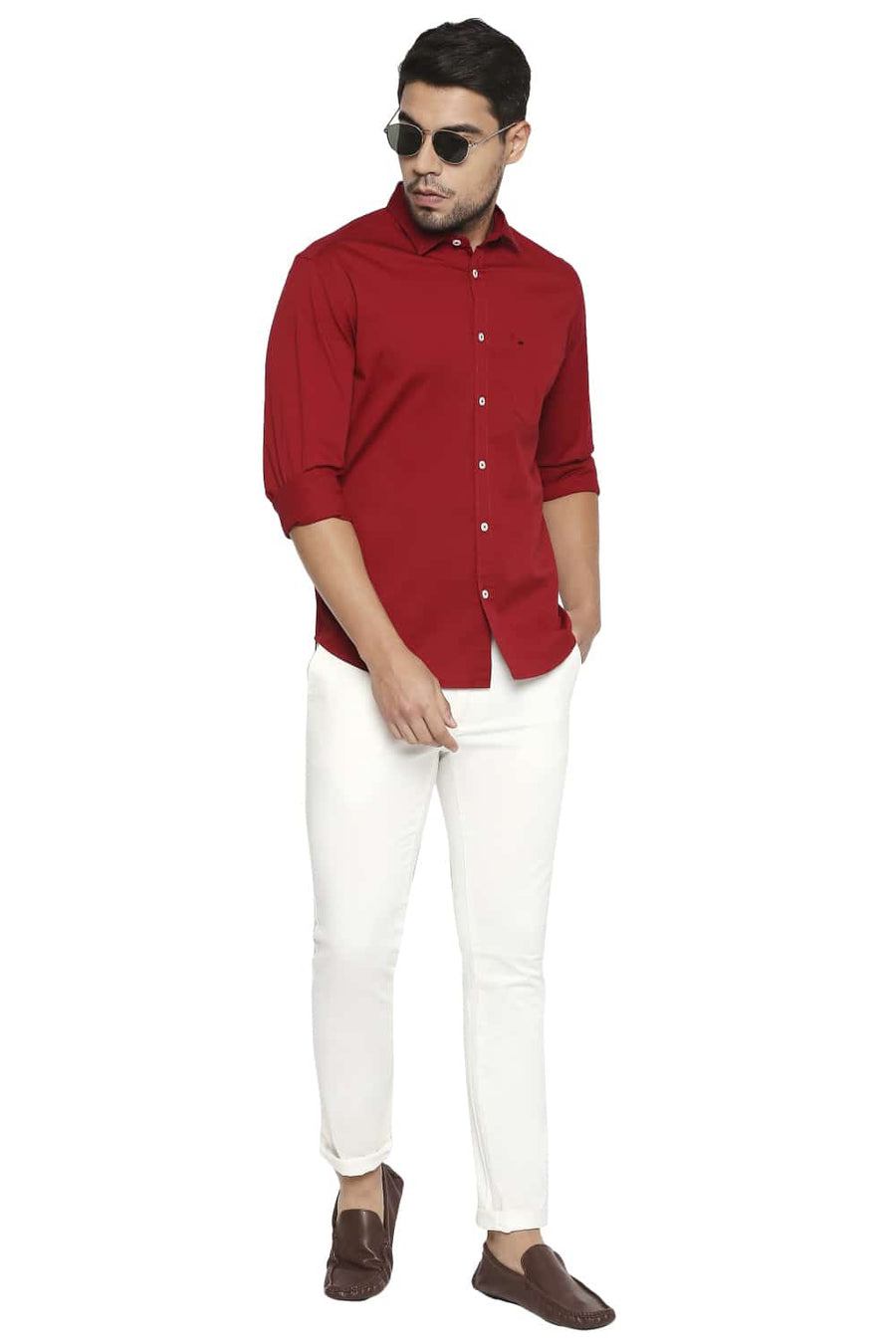 BASICS TAPERED FIT CLOUD WHITE OVER DYED STRETCH TROUSER