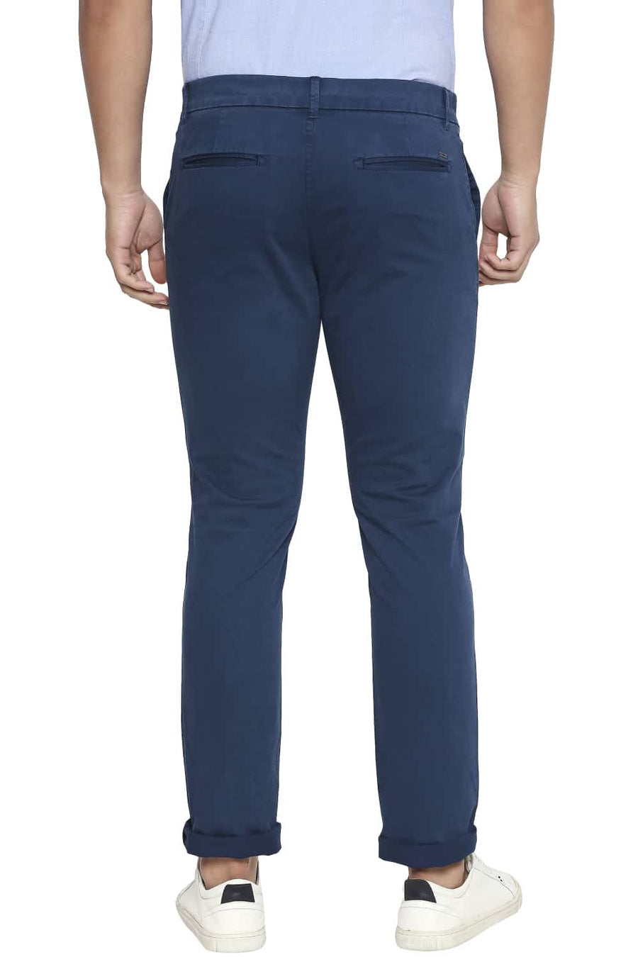 BASICS TAPERED FIT LEGION BLUE OVER DYED STRETCH TROUSER