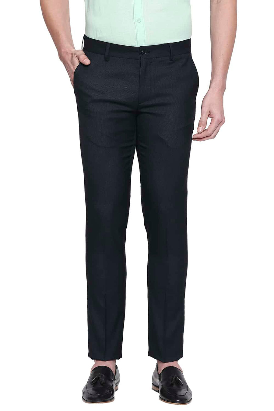 BASICS TAPERED FIT BLACK OLIVE STRETCH TROUSER