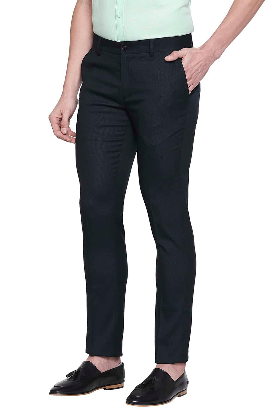 BASICS TAPERED FIT BLACK OLIVE STRETCH TROUSER