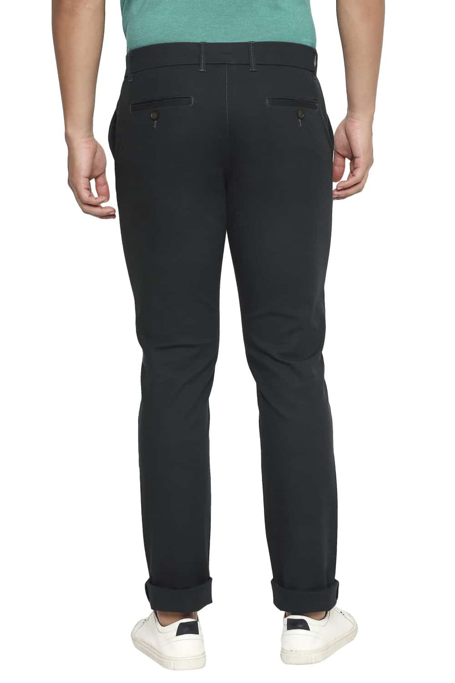 BASICS TAPERED FIT SCARAB OLIVE STRETCH TROUSERS