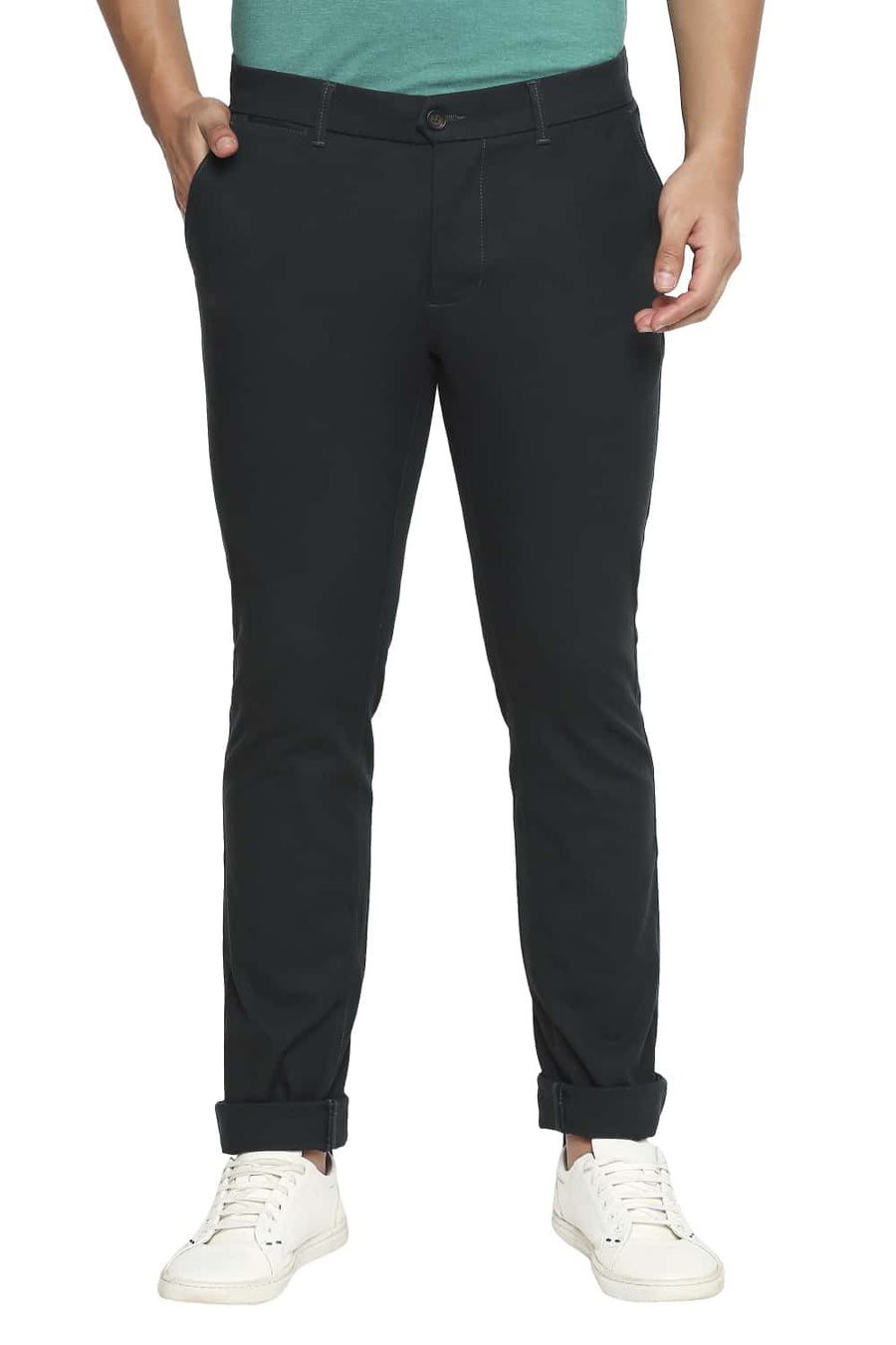 BASICS TAPERED FIT SCARAB OLIVE STRETCH TROUSERS