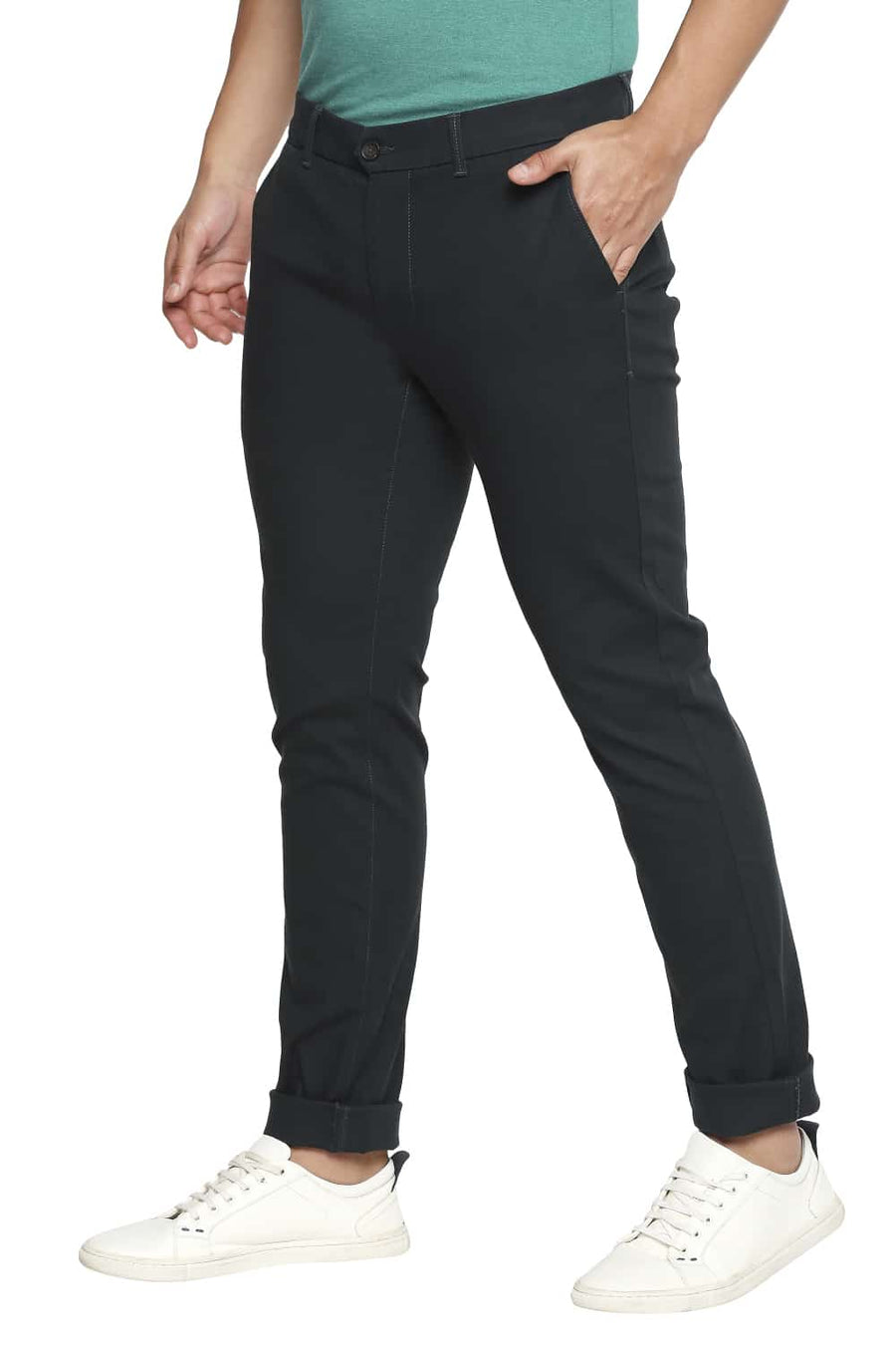 BASICS TAPERED FIT SCARAB OLIVE STRETCH TROUSERS