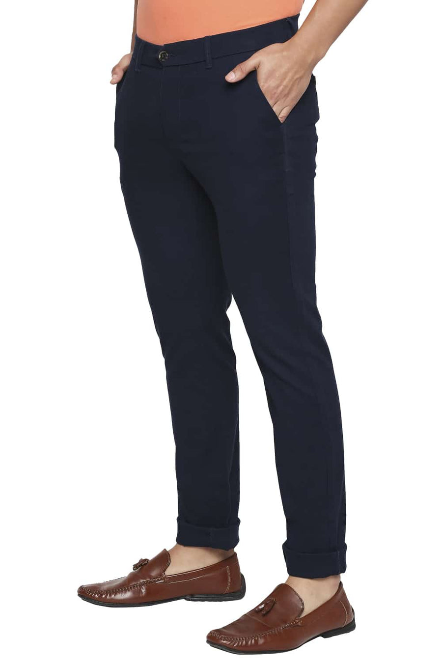 BASICS TAPERED FIT MOOD INDIGO STRETCH TROUSERS