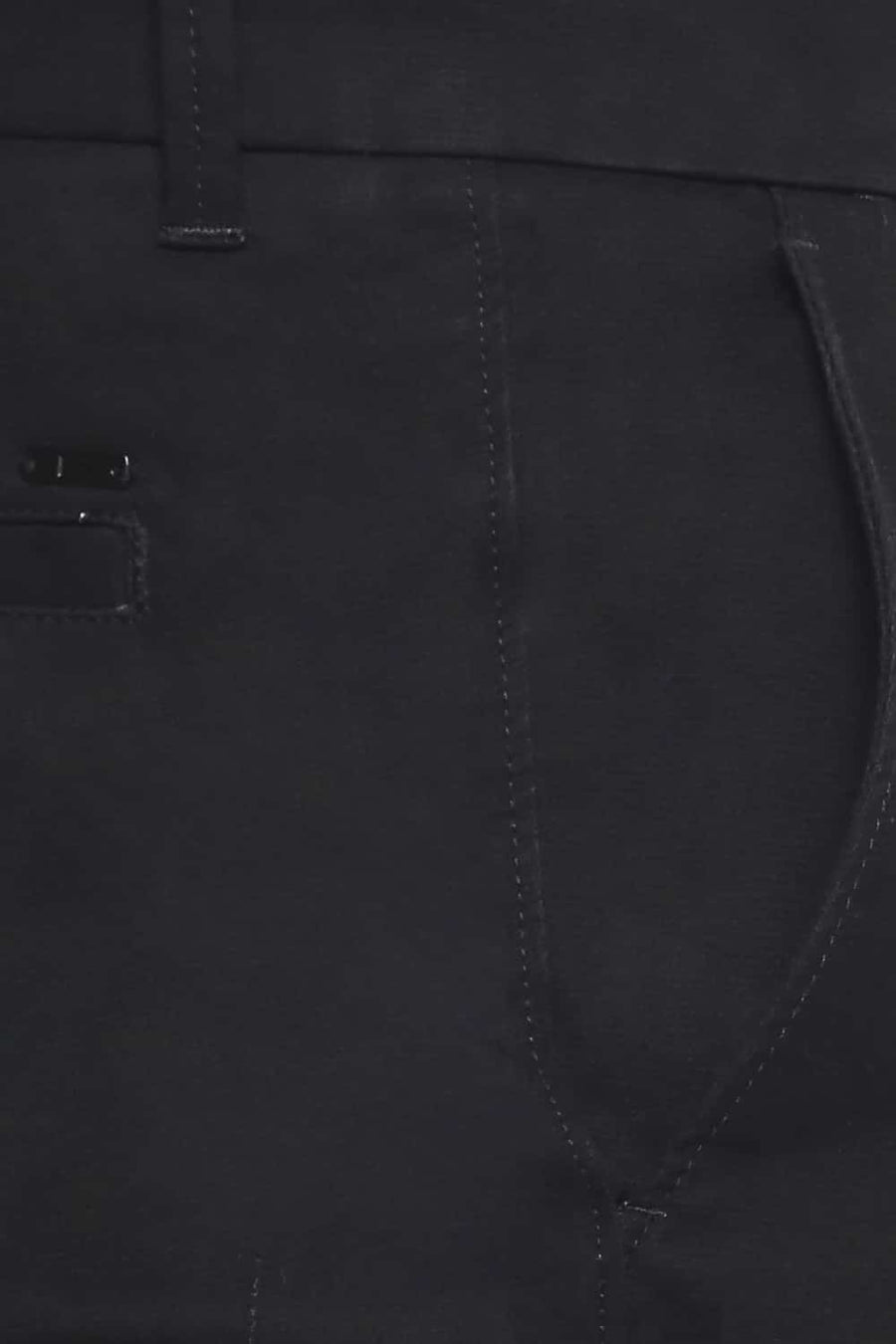 BASICS TAPERED FIT LIMO BLACK STRETCH TROUSERS