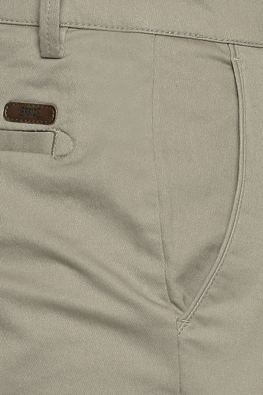 BASICS TAPERED FIT EUCALYPTUS BEIGE STRETCH TROUSER