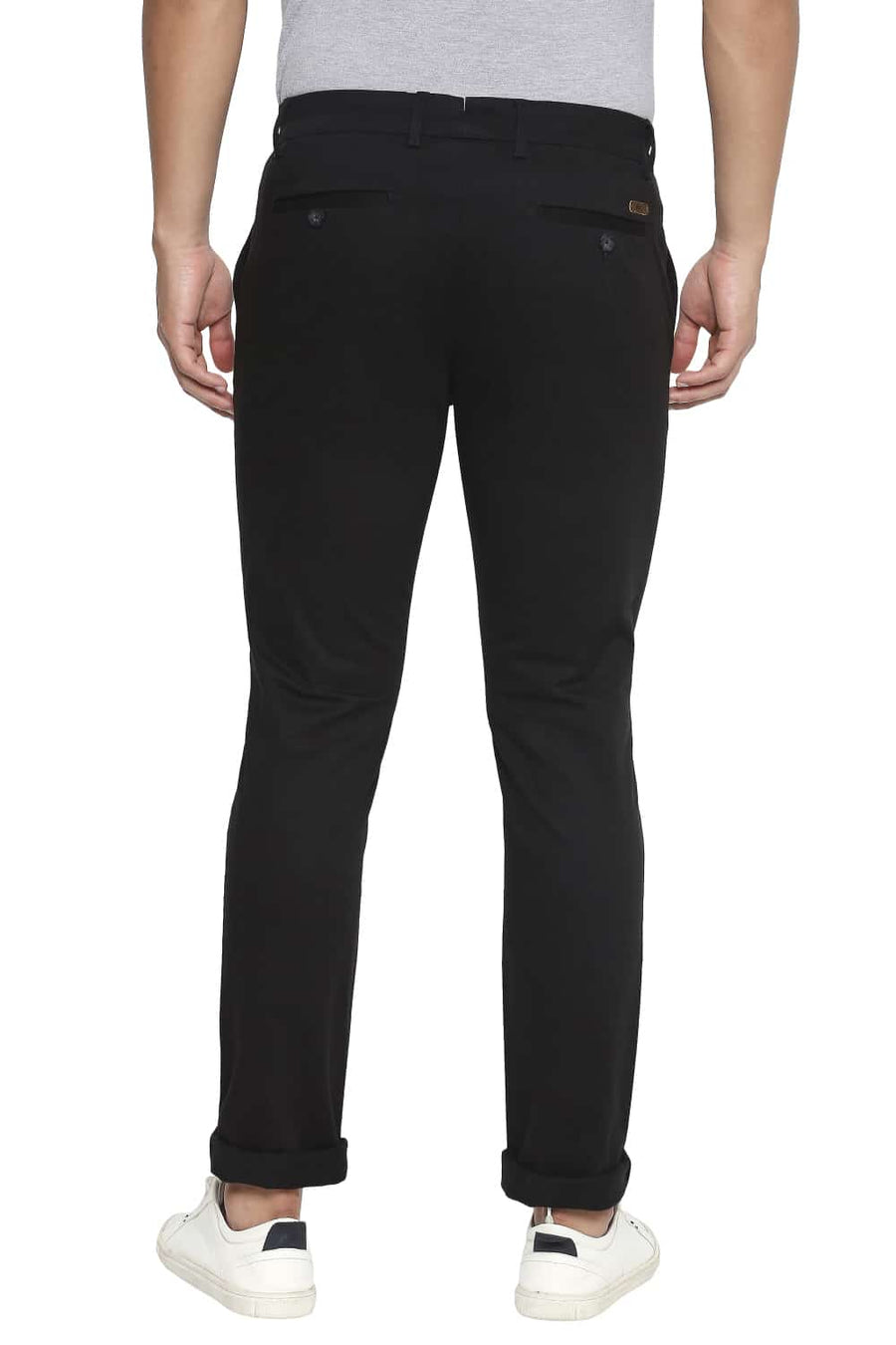 BASICS TAPERED FIT JET SET BLACK STRETCH TROUSER
