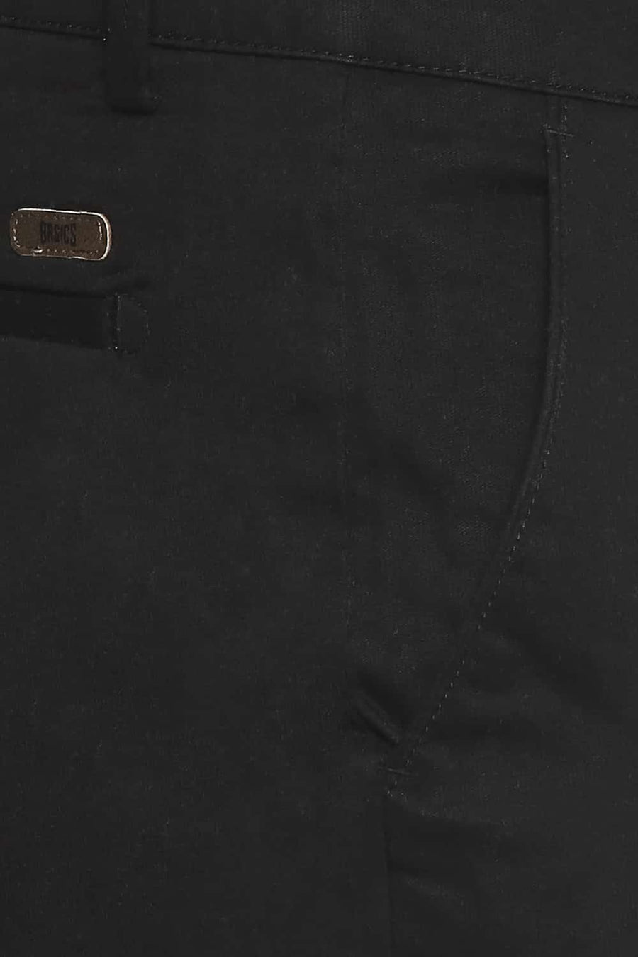 BASICS TAPERED FIT JET SET BLACK STRETCH TROUSER