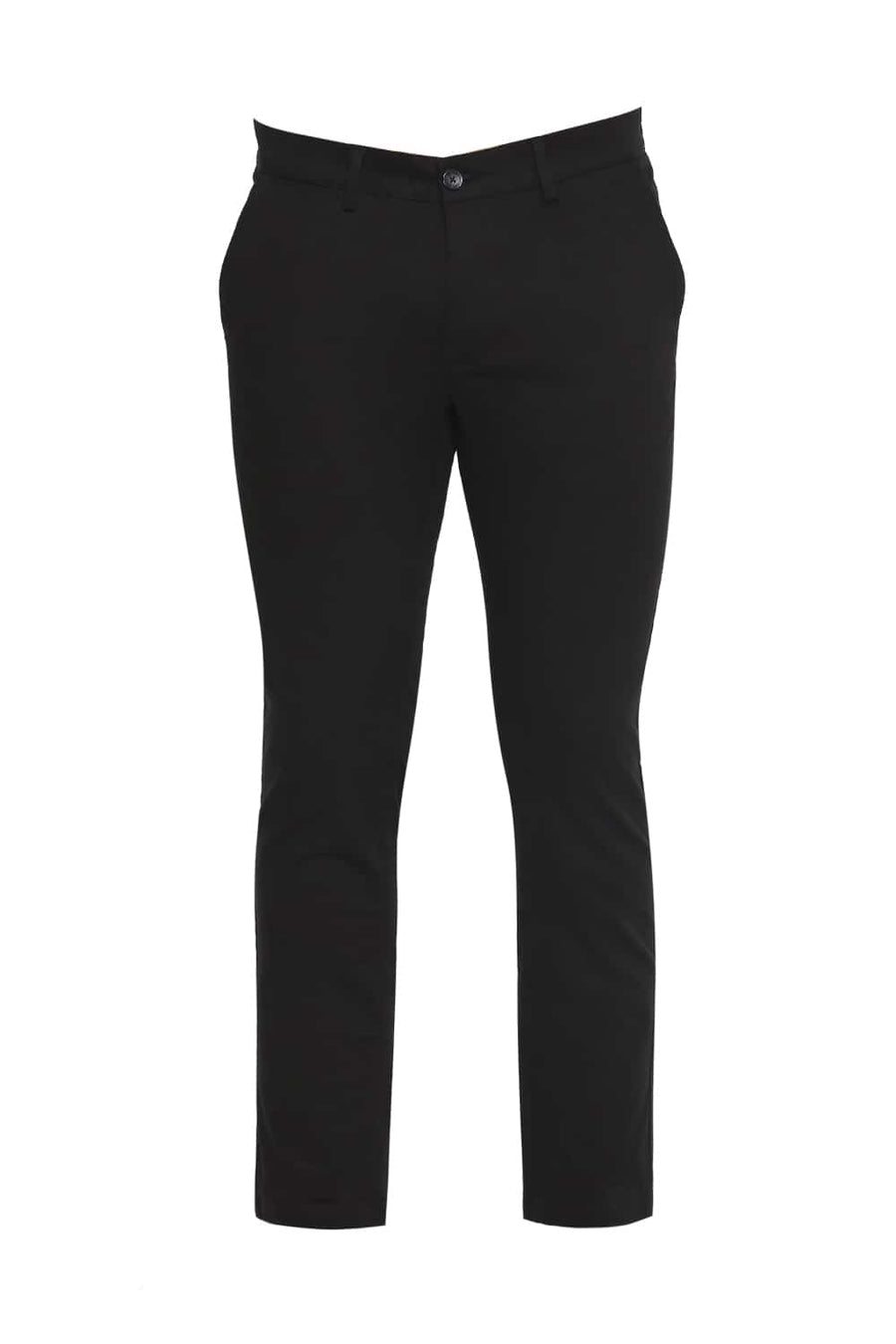 BASICS TAPERED FIT JET SET BLACK STRETCH TROUSER