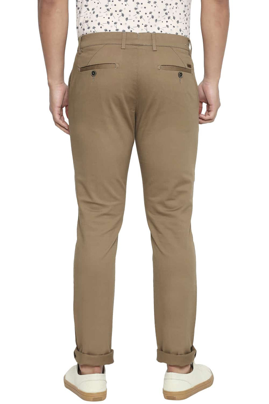 BASICS TAPERED FIT KANGAROO KHAKI STRETCH TROUSER
