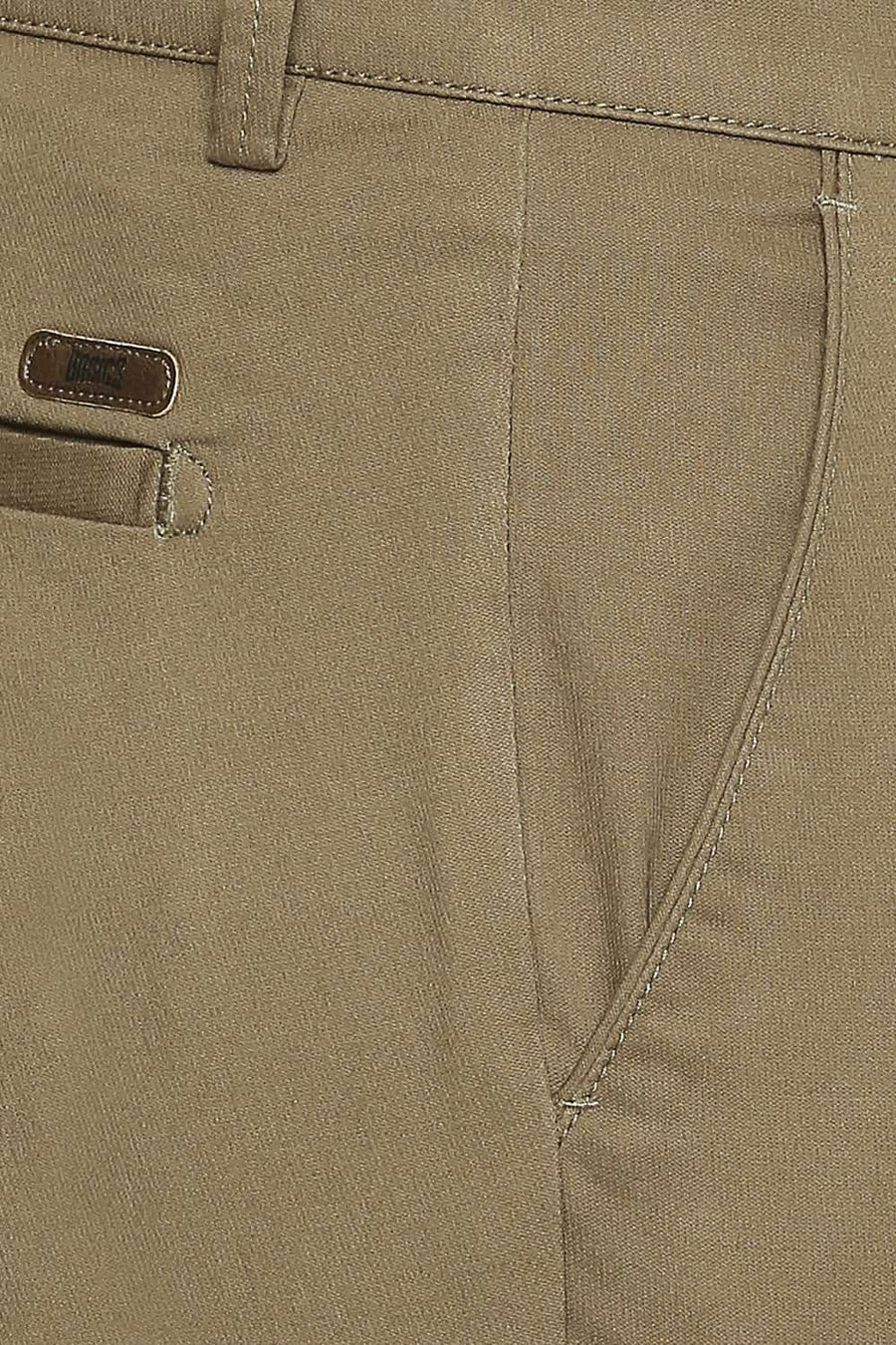 BASICS TAPERED FIT KANGAROO KHAKI STRETCH TROUSER
