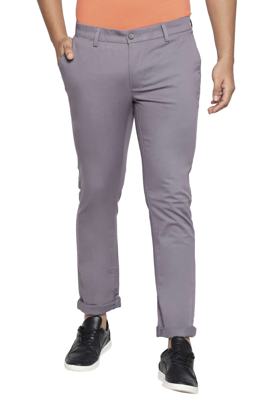 BASICS TAPERED FIT STREET GREY STRETCH TROUSER
