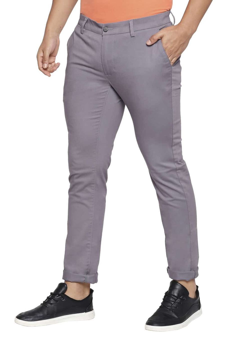 BASICS TAPERED FIT STREET GREY STRETCH TROUSER
