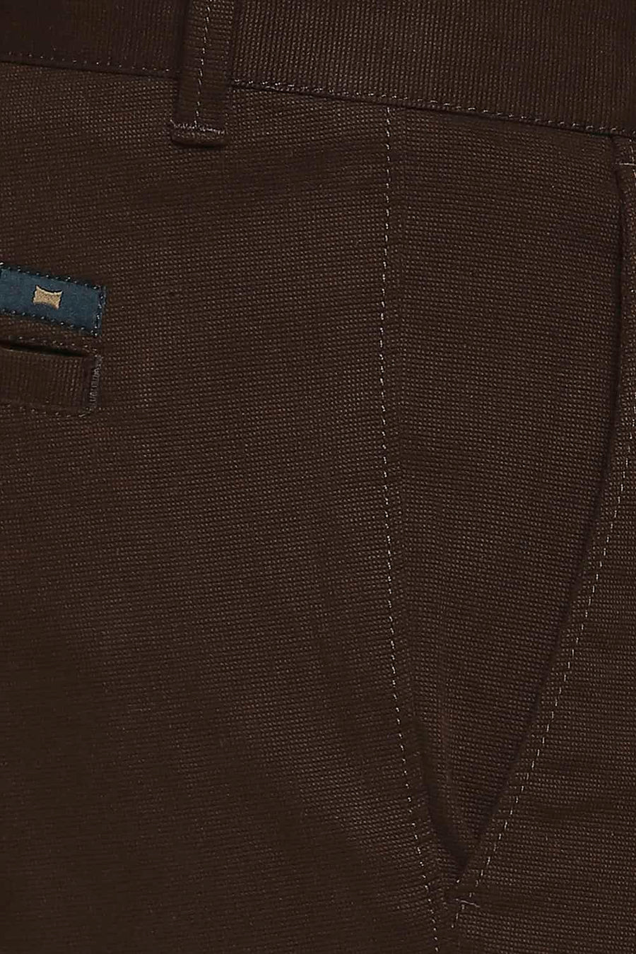 BASICS TAPERED FIT SLATE BROWN STRETCH TROUSER