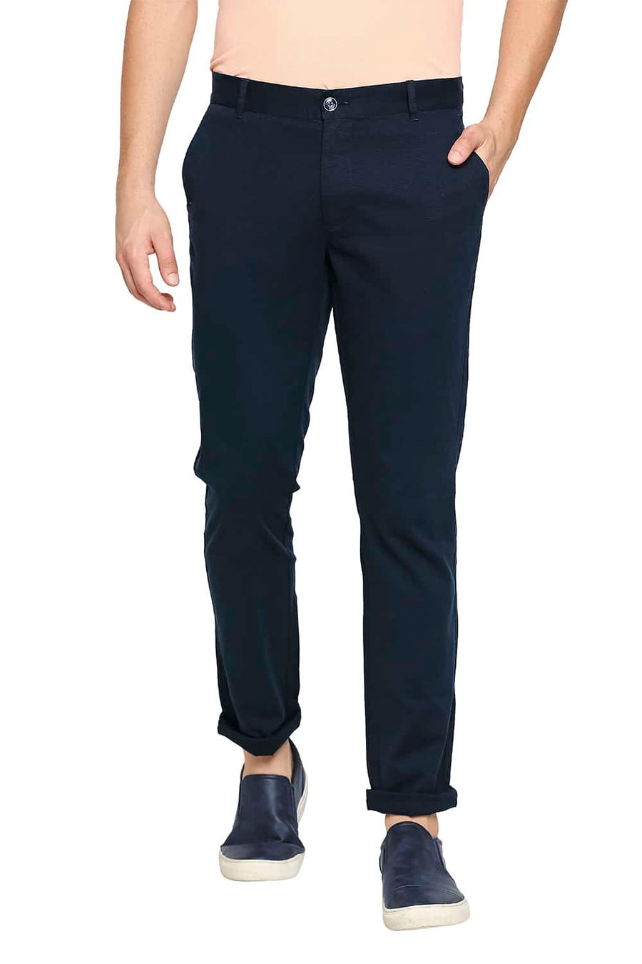 BASICS TAPERED FIT MOONLIT NAVY STRETCH TROUSER