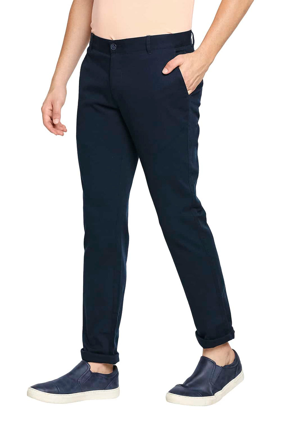 BASICS TAPERED FIT MOONLIT NAVY STRETCH TROUSER