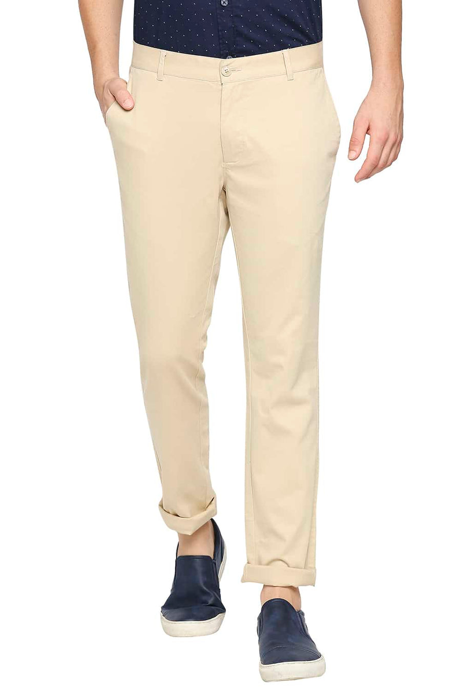 BASICS TAPERED FIT BISCOTTI KHAKI STRETCH TROUSER