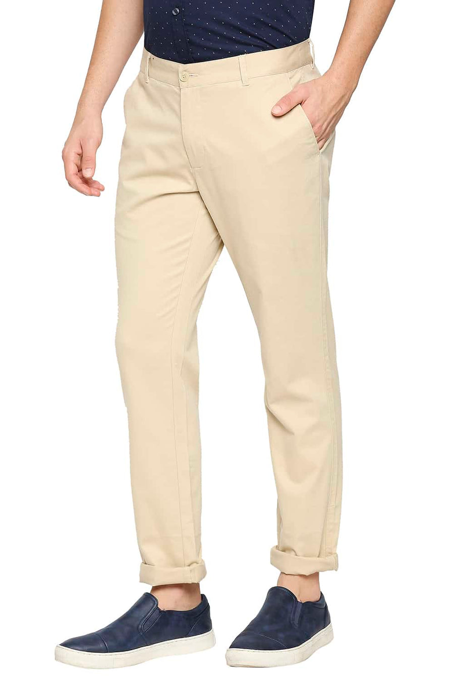 BASICS TAPERED FIT BISCOTTI KHAKI STRETCH TROUSER