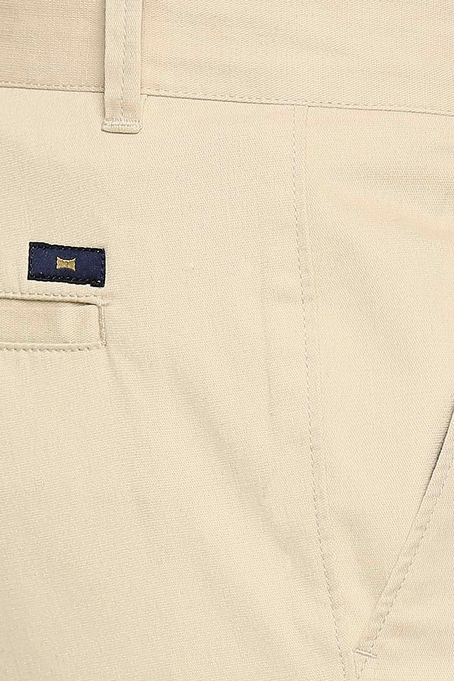 BASICS TAPERED FIT ALMOND BEIGE STRETCH TROUSER