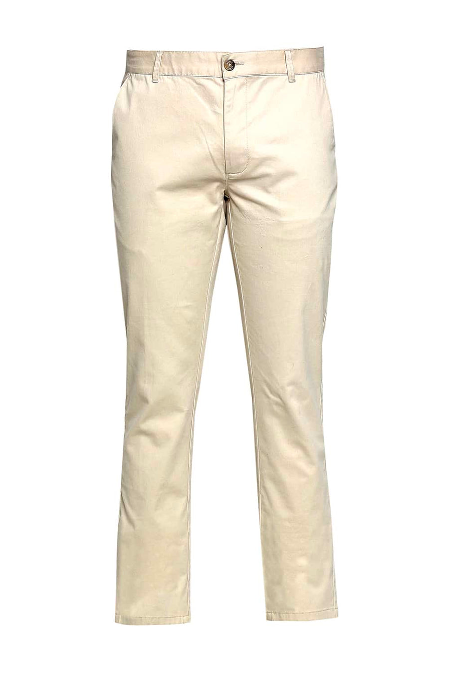 BASICS TAPERED FIT ALMOND BEIGE STRETCH TROUSER