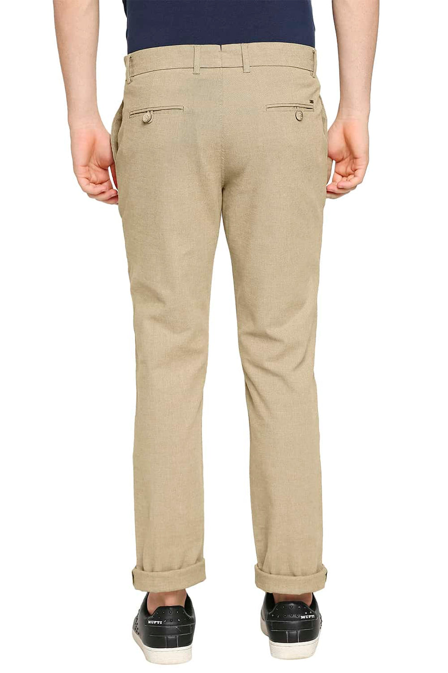 BASICS TAPERED FIT TAPENADE KHAKI STRETCH TROUSER