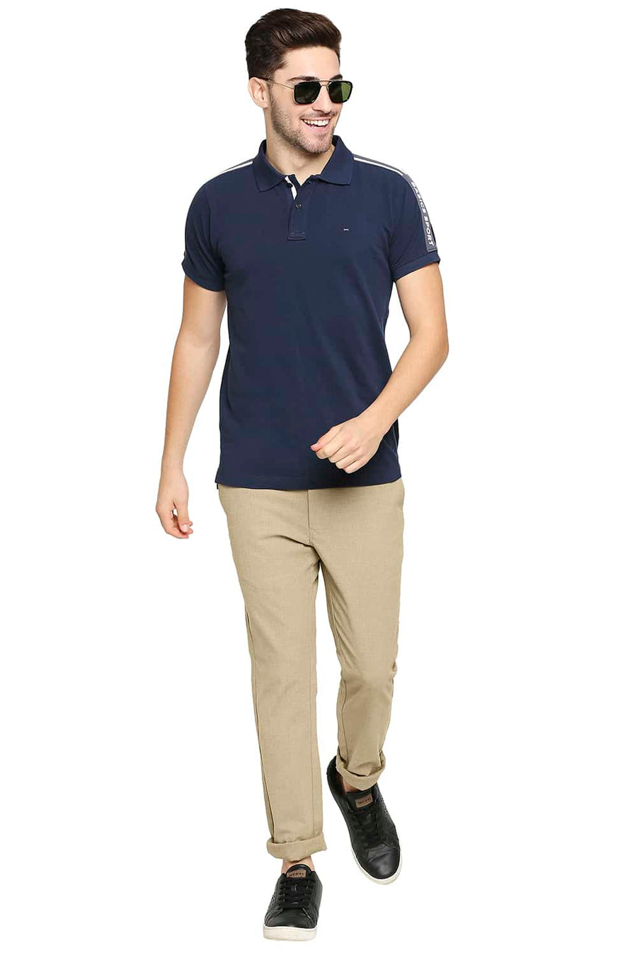 BASICS TAPERED FIT TAPENADE KHAKI STRETCH TROUSER