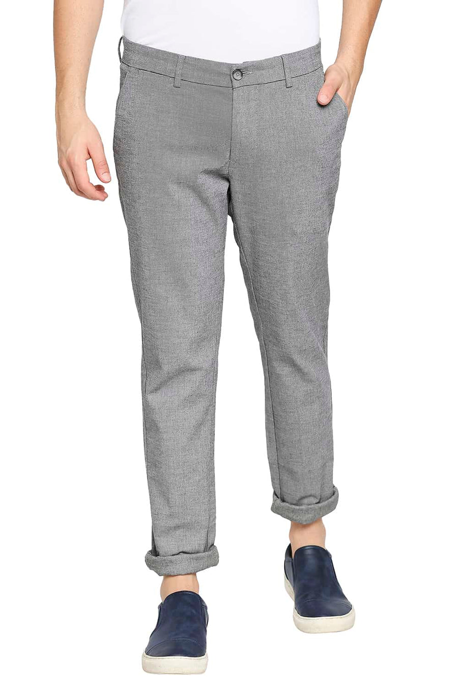 BASICS TAPERED FIT SHADOW GREY STRETCH TROUSER