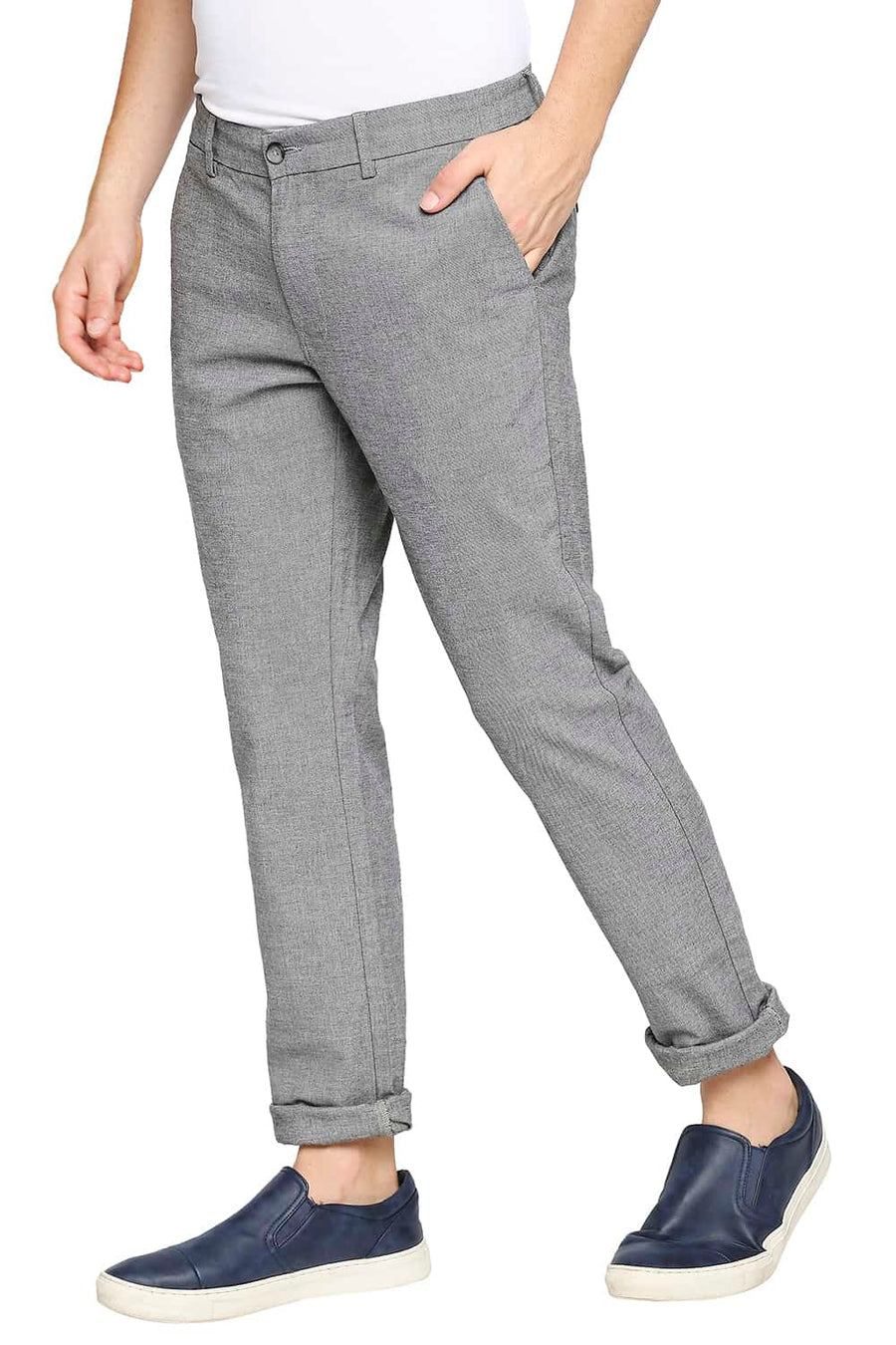 BASICS TAPERED FIT SHADOW GREY STRETCH TROUSER