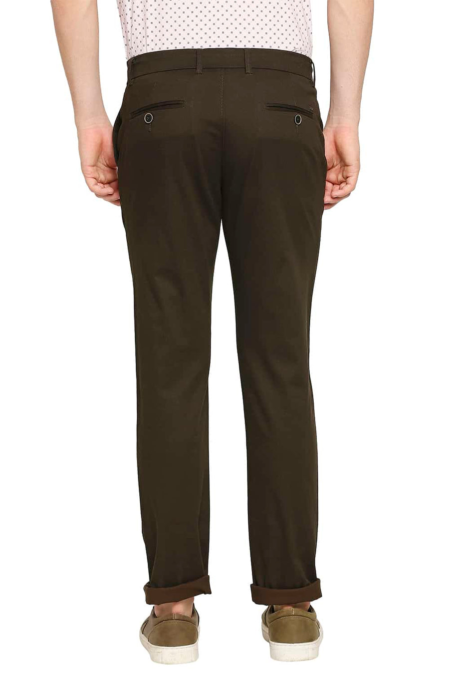 BASICS TAPERED FIT CARAFE COFFEE STRETCH TROUSER